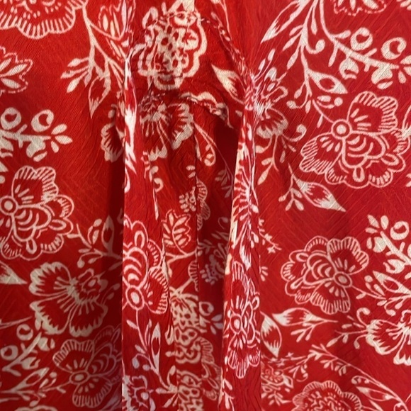 Venus Women Kimono Cardigan Large Red & White Floral Paisley Bohemian Preppy - Picture 7 of 14